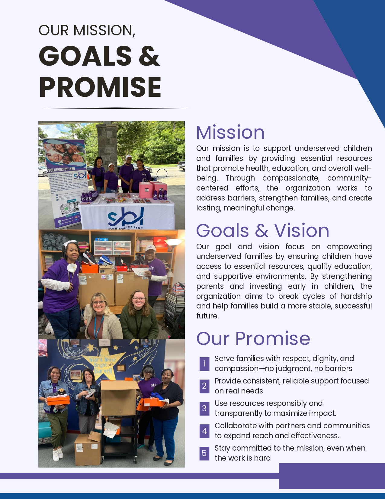 Solutions by lynn Raleigh children non-profit our mission goals and promise