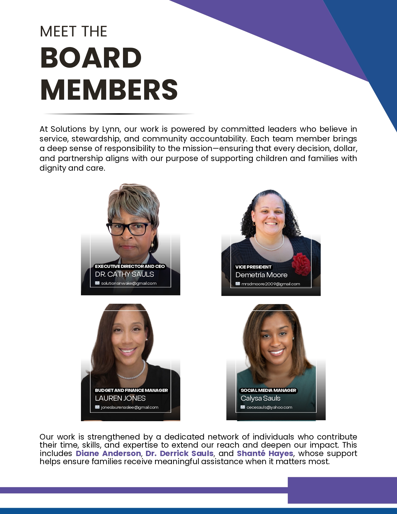 Solutions by lynn Raleigh children non-profit board members