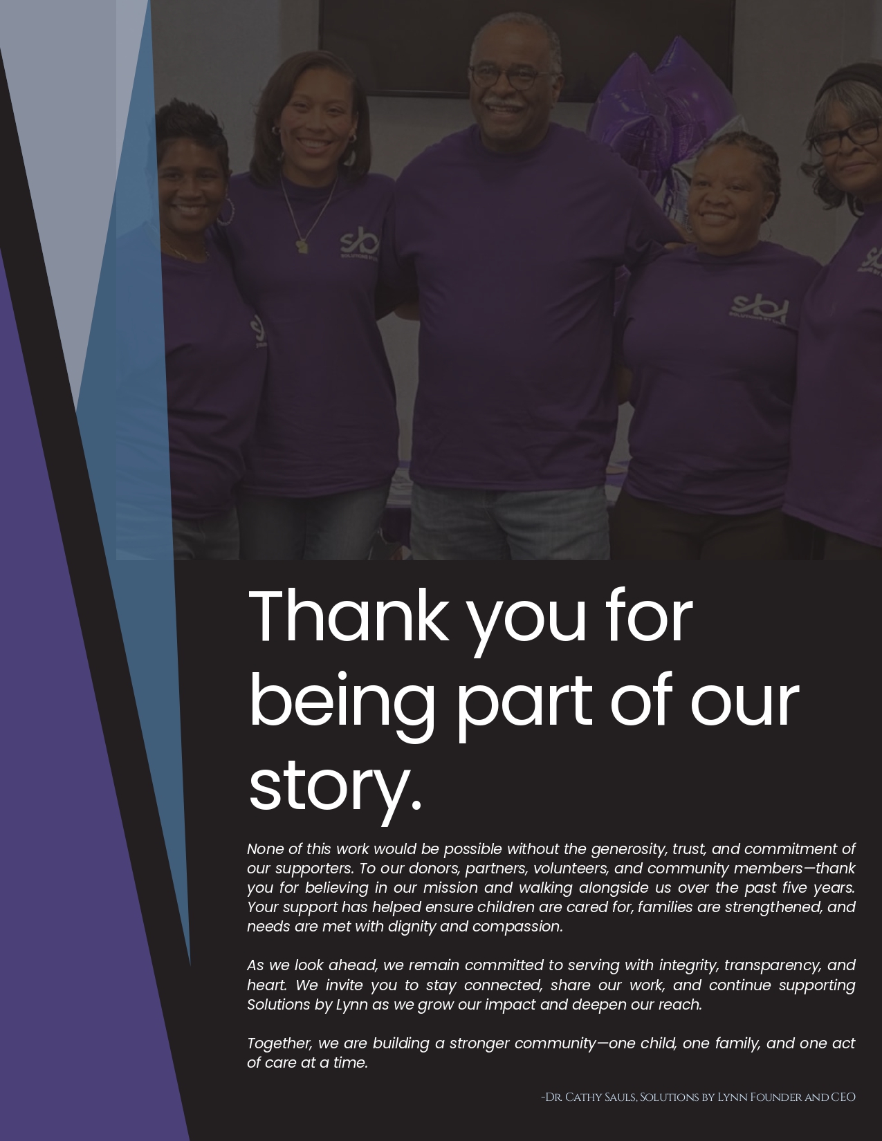 Solutions by lynn Raleigh children non-profit thank you for being part of our story