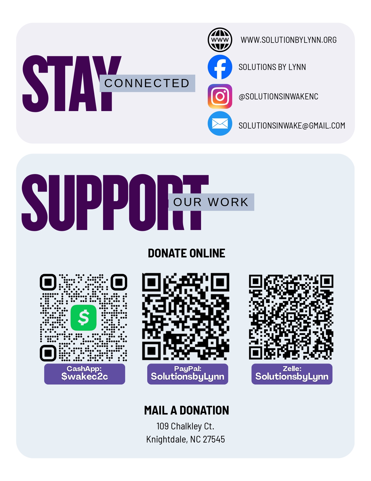 Stay Connected and support our work donate today